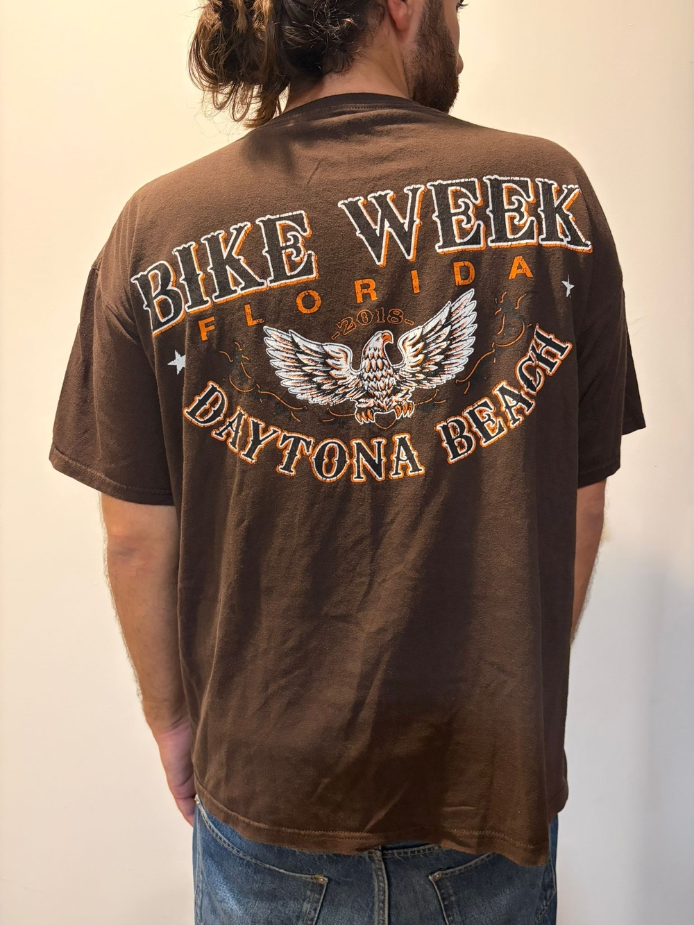 Bike Week Daytona Beach Eagle Graphic T-Shirt - Brown